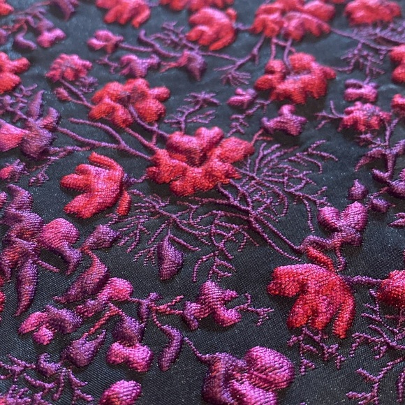 Jill Stuart Floral Off The Shoulder Dress Black Rasperberry Mauve 1055175 Size 0 - Picture 4 of 17